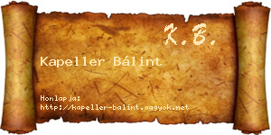 Kapeller Bálint névjegykártya